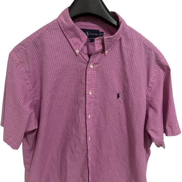 Ralph Lauren Mens Blake Button Down Short Sleeve Pink Check Shirt XL - Picture 1 of 6